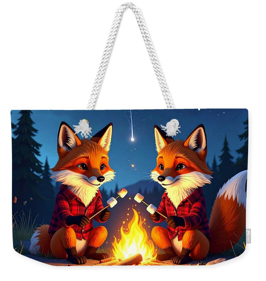 Foxes Toasting Marshmallows Under the Stars - Weekender Tote Bag