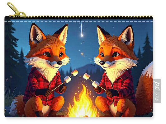 Foxes Toasting Marshmallows Under the Stars - Zip Pouch