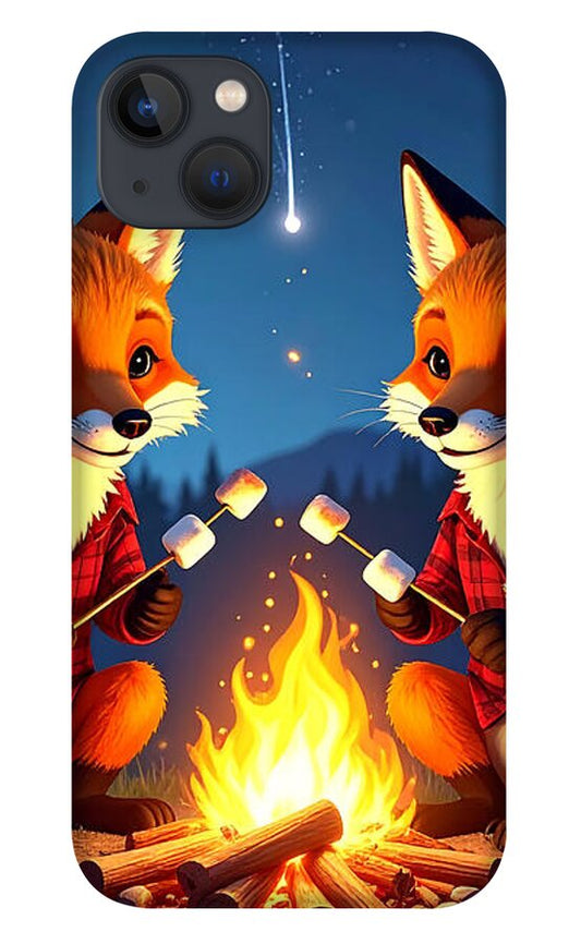 Foxes Toasting Marshmallows Under the Stars - Phone Case