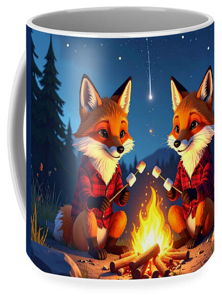 Foxes Toasting Marshmallows Under the Stars - Mug