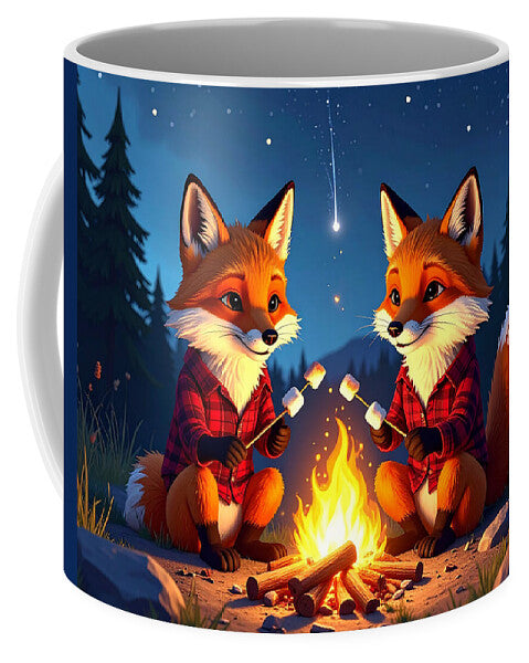 Foxes Toasting Marshmallows Under the Stars - Mug