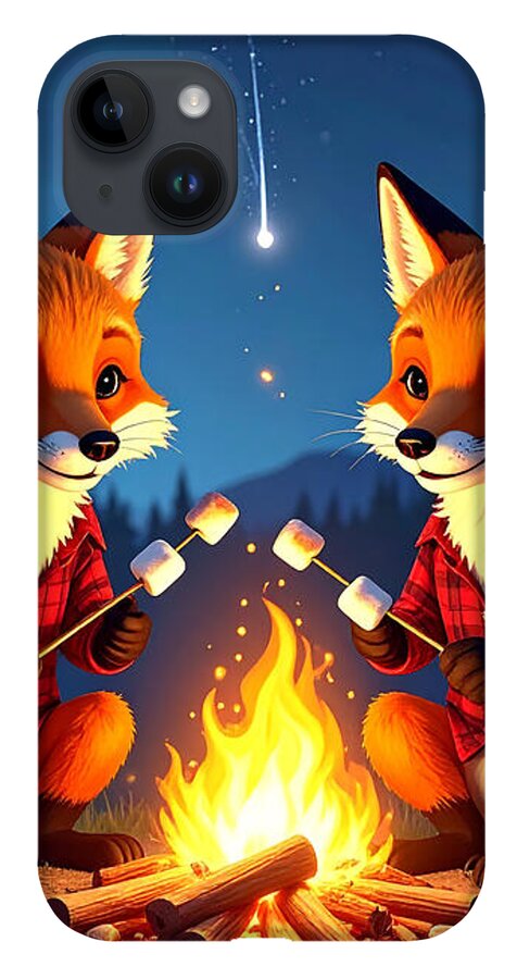 Foxes Toasting Marshmallows Under the Stars - Phone Case