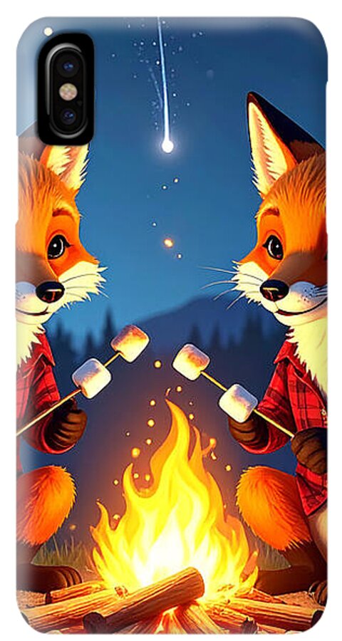 Foxes Toasting Marshmallows Under the Stars - Phone Case