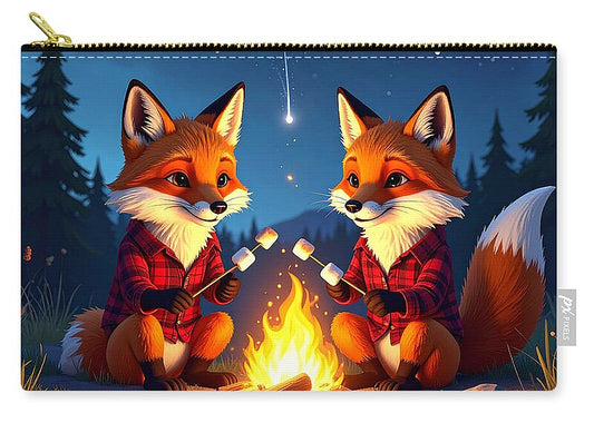 Foxes Toasting Marshmallows Under the Stars - Zip Pouch