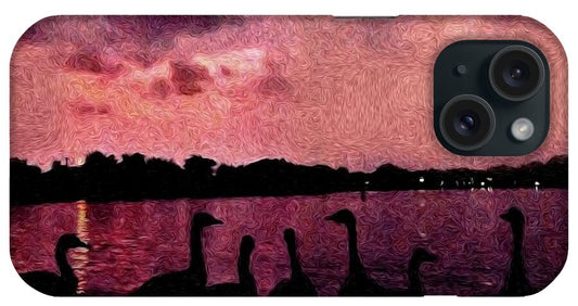 Geese At Sunset - Phone Case