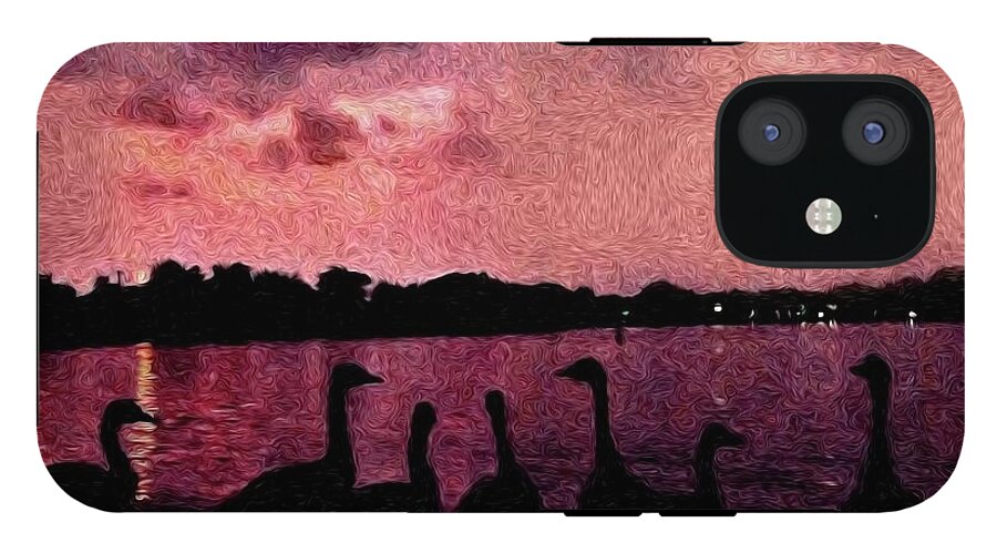 Geese At Sunset - Phone Case