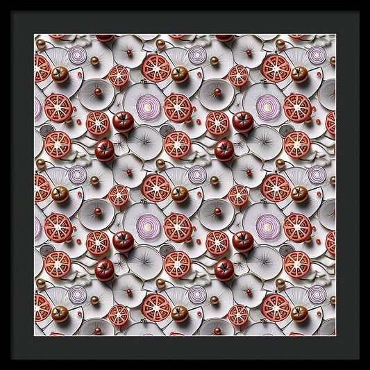 Geometric Food Pattern Design - Framed Print