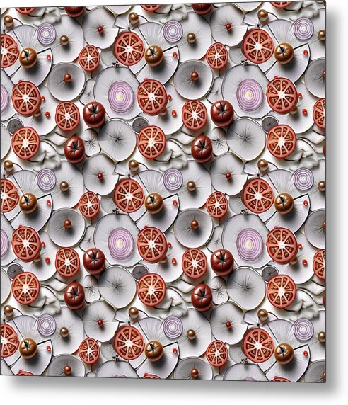 Geometric Food Pattern Design - Metal Print