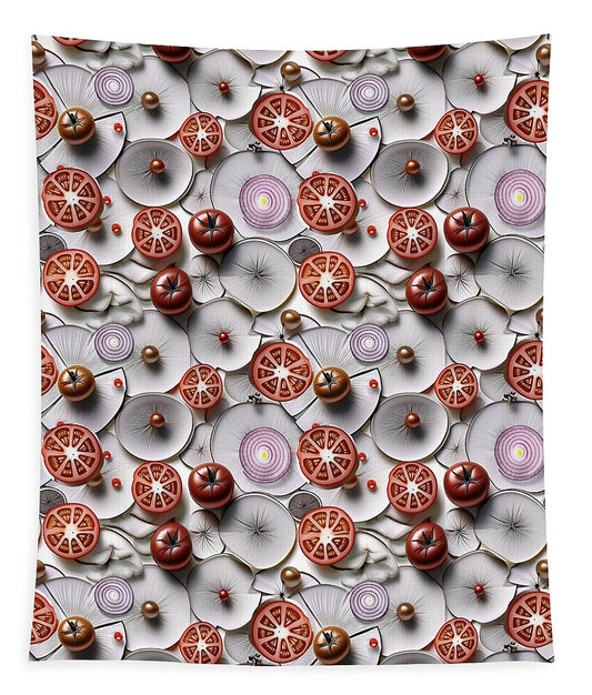 Geometric Food Pattern Design - Tapestry