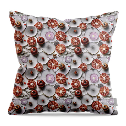 Geometric Food Pattern Design - Throw Pillow