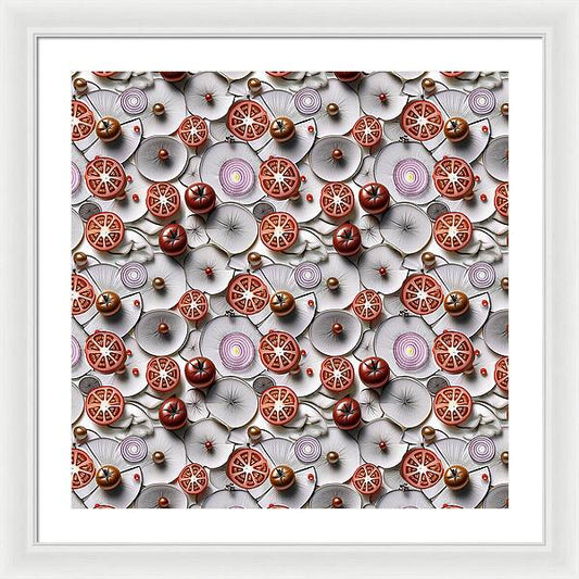 Geometric Food Pattern Design - Framed Print