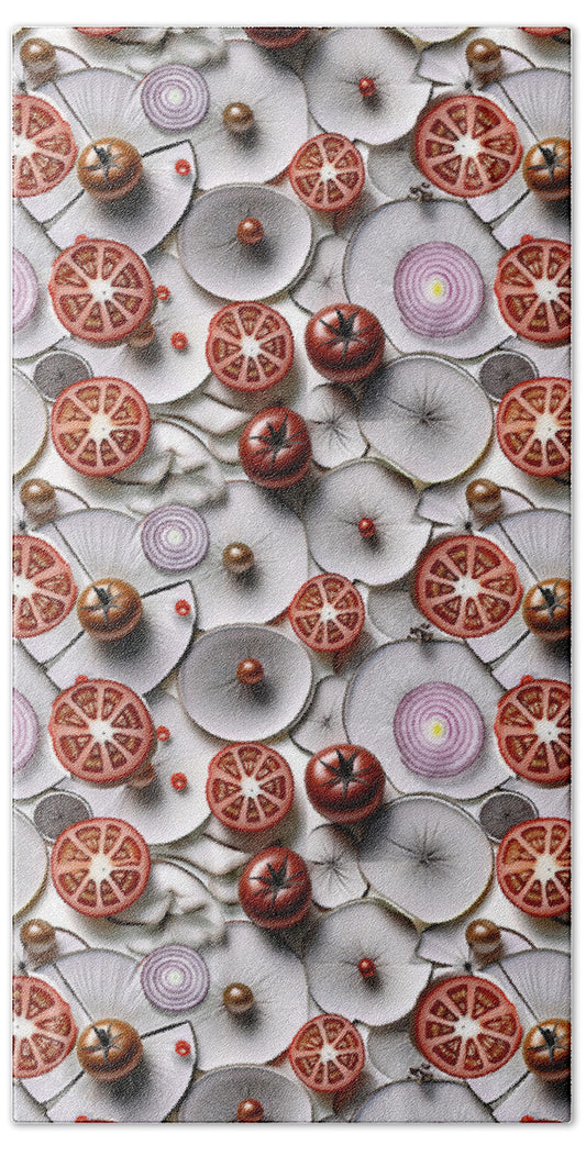 Geometric Food Pattern Design - Bath Towel
