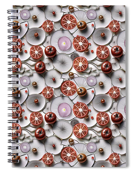 Geometric Food Pattern Design - Spiral Notebook