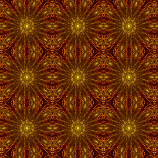 Gold Red Star Kaleidoscope - Art Print