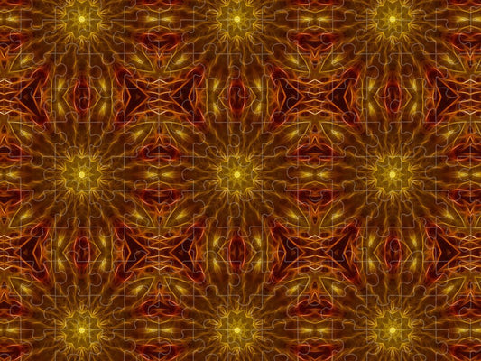 Gold Red Star Kaleidoscope - Puzzle