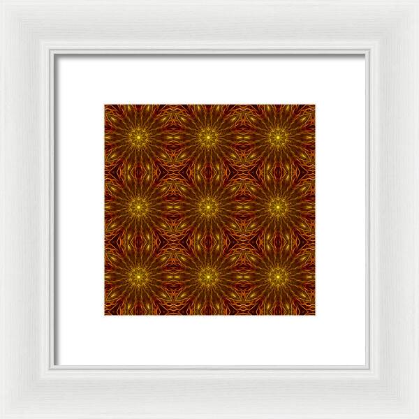 Gold Red Star Kaleidoscope - Framed Print