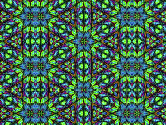 Green and Blue Geometric Kaleidoscope - Puzzle