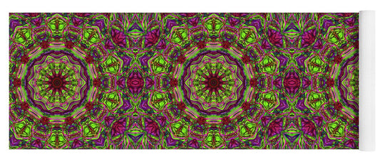 Green Pink Kaleidoscope - Yoga Mat