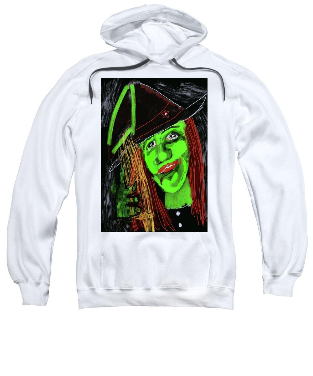 Green Witch with a Broom - Sweatshirt