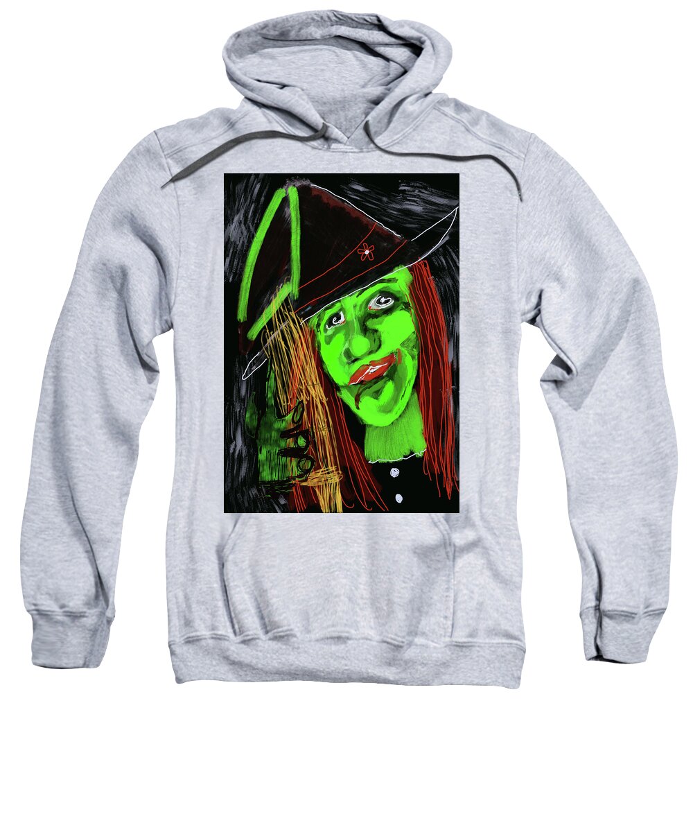 Green Witch with a Broom - Sweatshirt