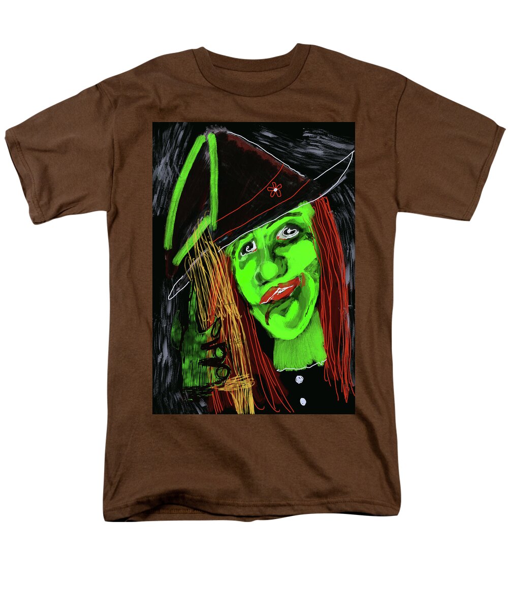 Green Witch with a Broom - Men's T-Shirt  (Regular Fit)