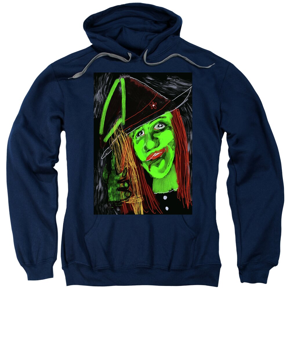 Green Witch with a Broom - Sweatshirt