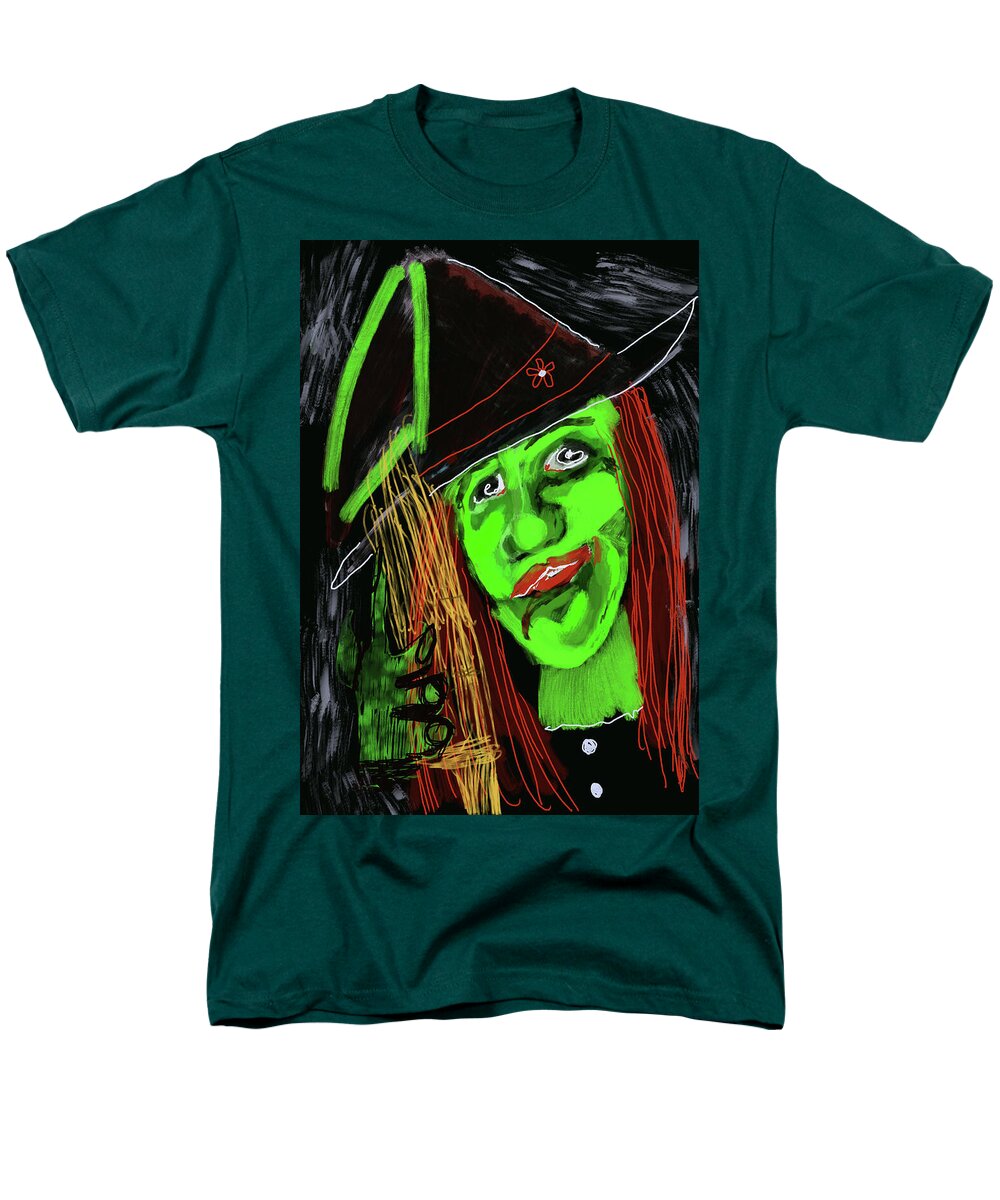 Green Witch with a Broom - Men's T-Shirt  (Regular Fit)