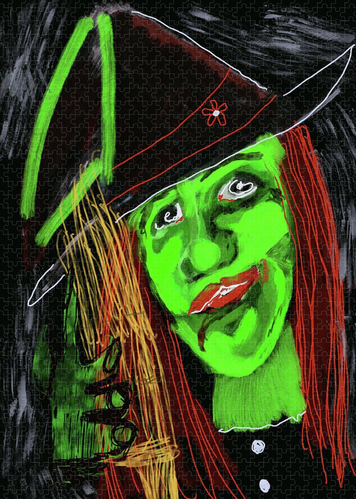 Green Witch with a Broom - Puzzle