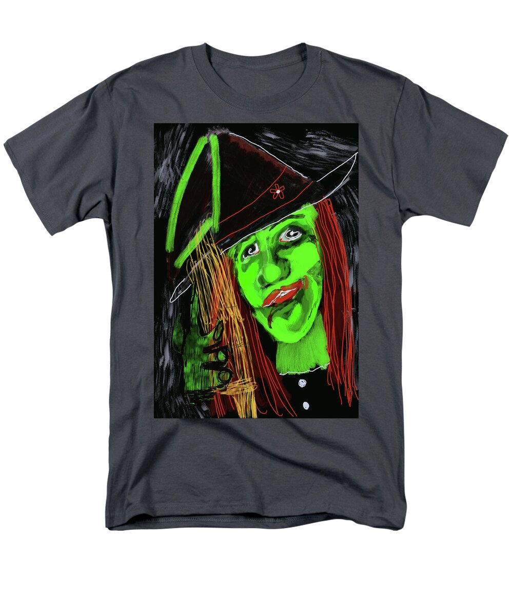 Green Witch with a Broom - Men's T-Shirt  (Regular Fit)