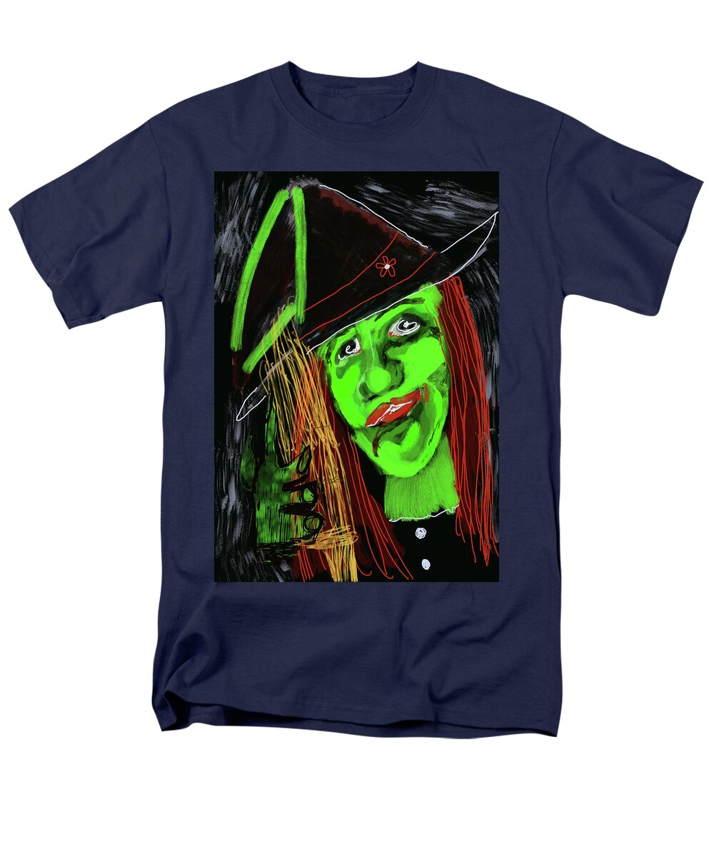Green Witch with a Broom - Men's T-Shirt  (Regular Fit)