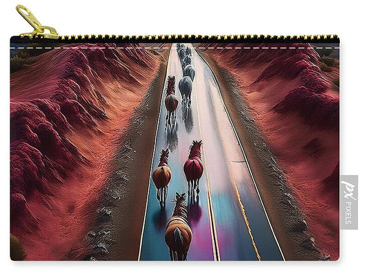 Horses In The Rain - Zip Pouch