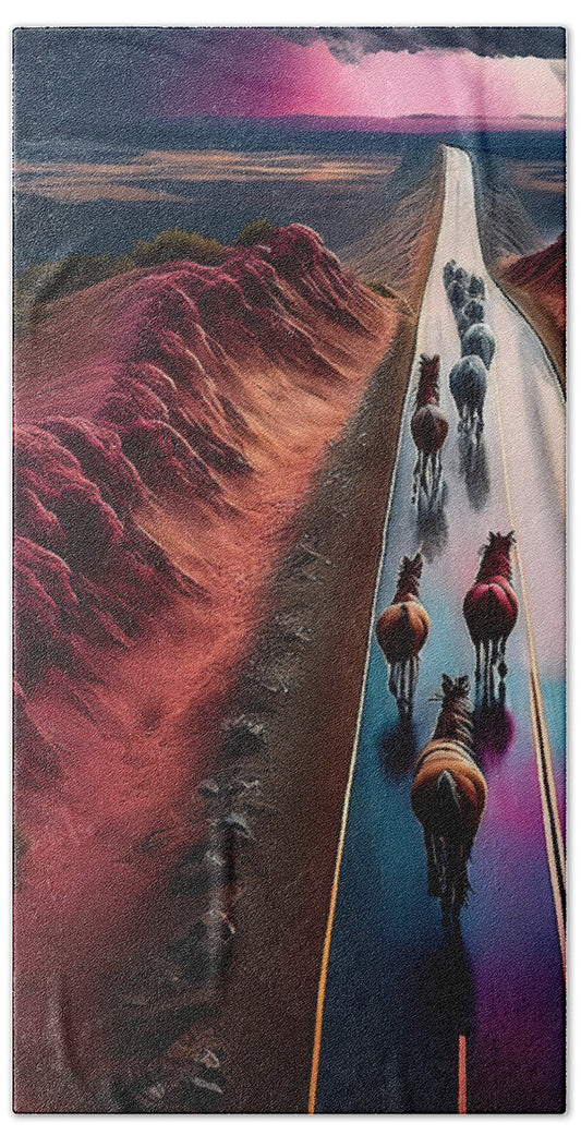 Horses In The Rain - Bath Towel