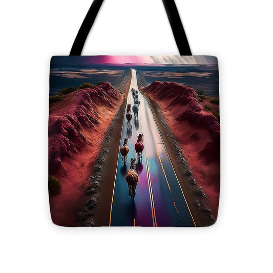 Horses In The Rain - Tote Bag