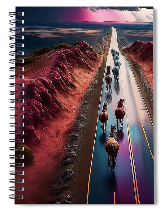 Horses In The Rain - Spiral Notebook