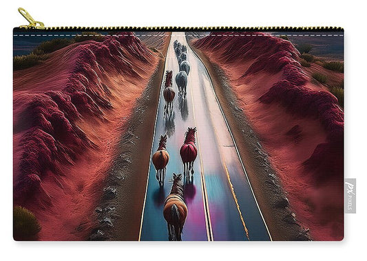 Horses In The Rain - Zip Pouch
