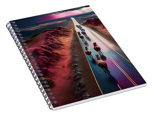 Horses In The Rain - Spiral Notebook