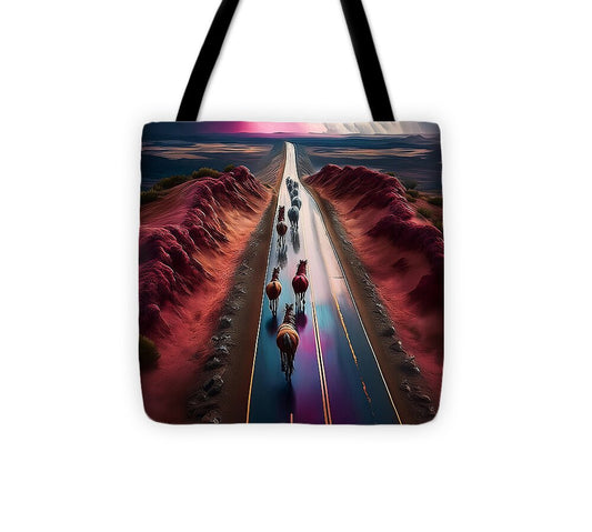 Horses In The Rain - Tote Bag