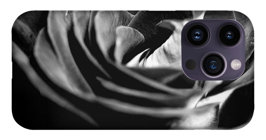Large Black and White Rose - Phone Case