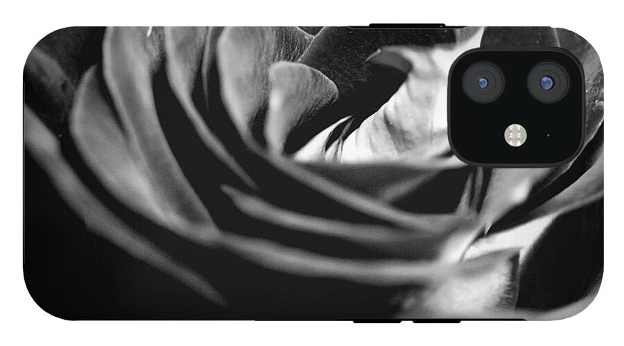 Large Black and White Rose - Phone Case