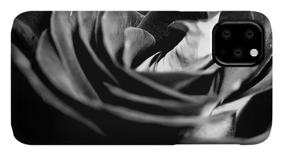 Large Black and White Rose - Phone Case