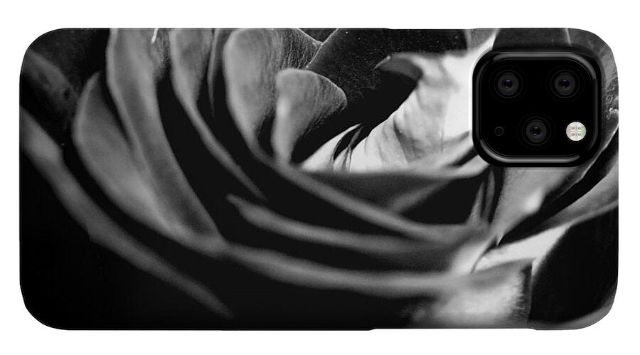 Large Black and White Rose - Phone Case