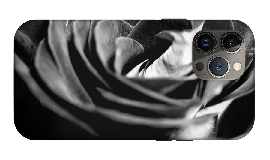 Large Black and White Rose - Phone Case
