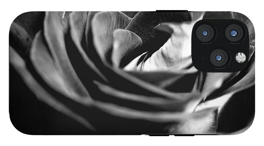 Large Black and White Rose - Phone Case