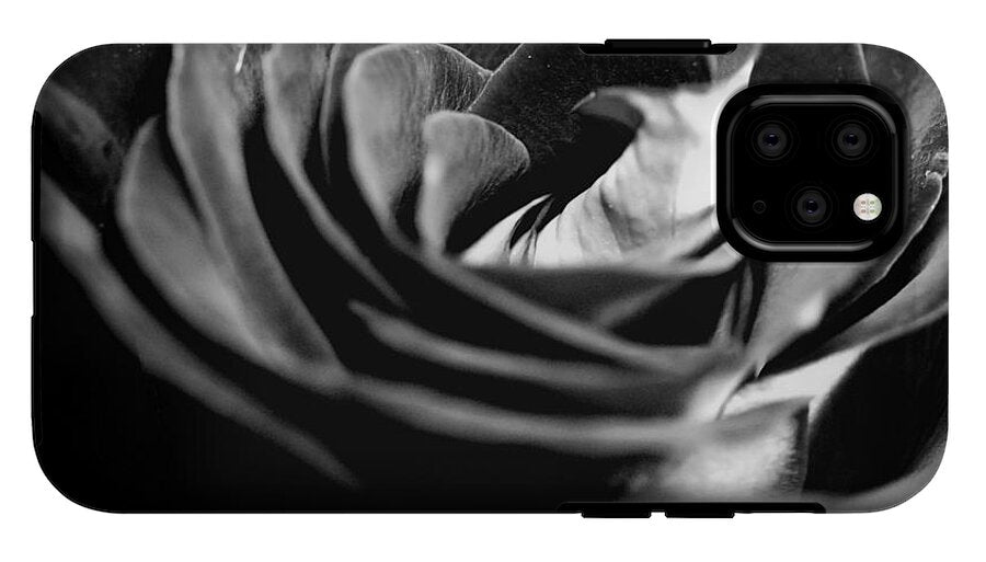Large Black and White Rose - Phone Case