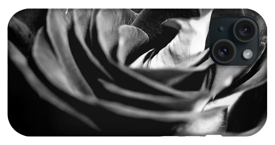 Large Black and White Rose - Phone Case