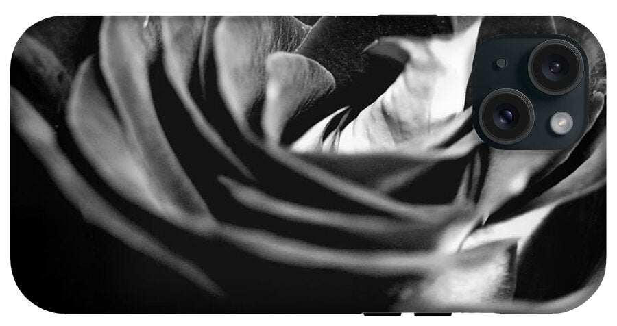 Large Black and White Rose - Phone Case