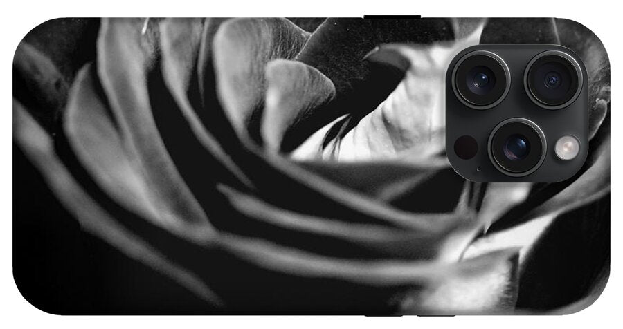 Large Black and White Rose - Phone Case