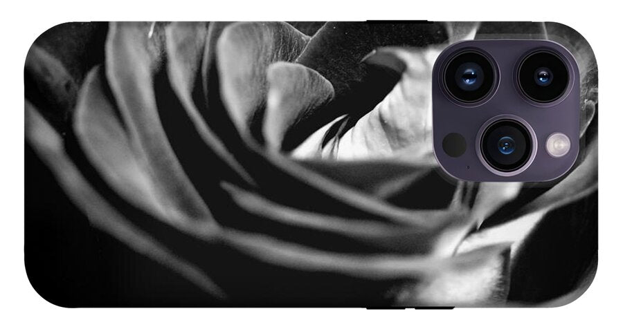 Large Black and White Rose - Phone Case