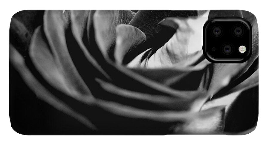 Large Black and White Rose - Phone Case
