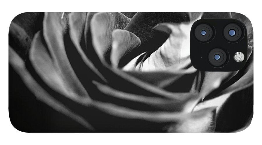 Large Black and White Rose - Phone Case